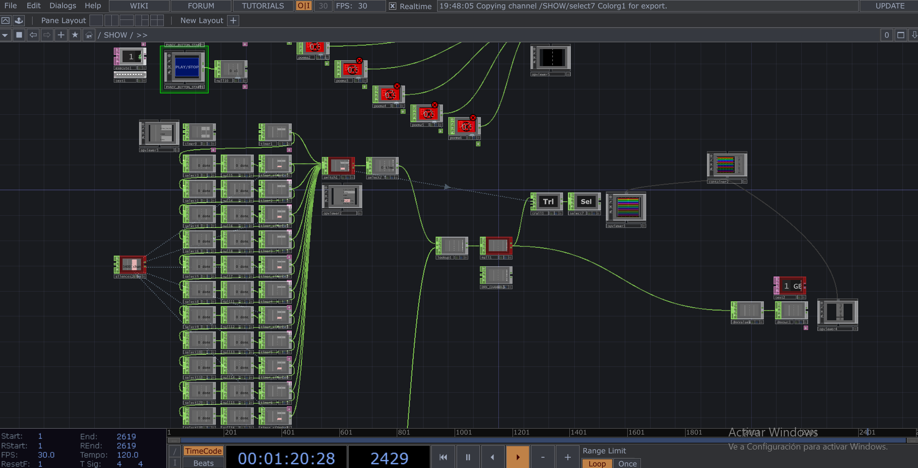 Patch de Control DMX en TouchDesigner